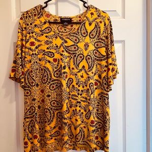 Liz Claiborne gold-black-red, paisley shirt. Like new wore only a few times.